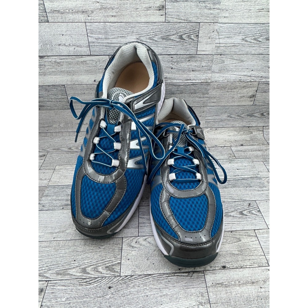 Orthofeet 674 Men Walking Shoes Blue‎ Silver Mesh Sneakers Size 11 2E Wide